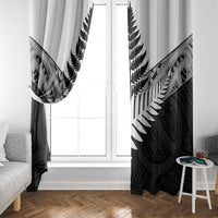 New Zealand Silver Fern Window Curtain Maori Koru Mixed Taniko Pattern