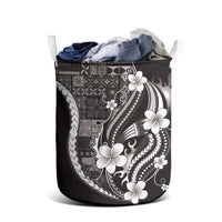 Samoa Siapo Tribal Pattern Laundry Basket Black Polynesian Plumeria Tapa Motif LT9 - Polynesian Pride