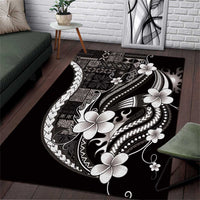 Samoa Siapo Tribal Pattern Area Rug Black Polynesian Plumeria Tapa Motif LT9 Black - Polynesian Pride