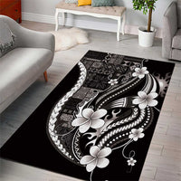 Samoa Siapo Tribal Pattern Area Rug Black Polynesian Plumeria Tapa Motif LT9 - Polynesian Pride