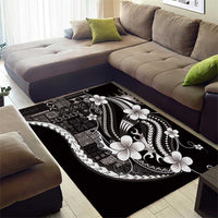 Samoa Siapo Tribal Pattern Area Rug Black Polynesian Plumeria Tapa Motif LT9 - Polynesian Pride