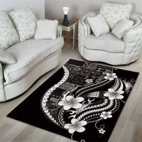 Samoa Siapo Tribal Pattern Area Rug Black Polynesian Plumeria Tapa Motif LT9 - Polynesian Pride
