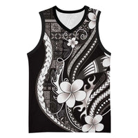 Samoa Siapo Tribal Pattern Basketball Jersey Black Polynesian Plumeria Tapa Motif LT9 Unisex Black - Polynesian Pride