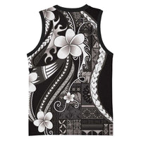 Samoa Siapo Tribal Pattern Basketball Jersey Black Polynesian Plumeria Tapa Motif LT9 - Polynesian Pride