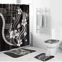 Samoa Siapo Tribal Pattern Bathroom Set Black Polynesian Plumeria Tapa Motif LT9 Bathroom Set (4 pcs) Black - Polynesian Pride