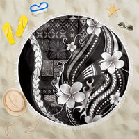 Samoa Siapo Tribal Pattern Beach Blanket Black Polynesian Plumeria Tapa Motif LT9 One Size 150cm Black - Polynesian Pride