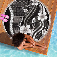 Samoa Siapo Tribal Pattern Beach Blanket Black Polynesian Plumeria Tapa Motif LT9 - Polynesian Pride