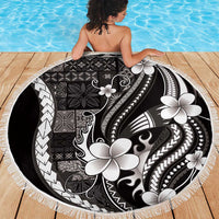 Samoa Siapo Tribal Pattern Beach Blanket Black Polynesian Plumeria Tapa Motif LT9 - Polynesian Pride