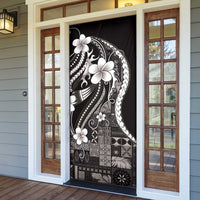 Samoa Siapo Tribal Pattern Door Cover Black Polynesian Plumeria Tapa Motif
