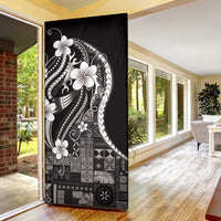 Samoa Siapo Tribal Pattern Door Cover Black Polynesian Plumeria Tapa Motif