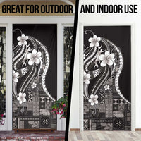 Samoa Siapo Tribal Pattern Door Cover Black Polynesian Plumeria Tapa Motif
