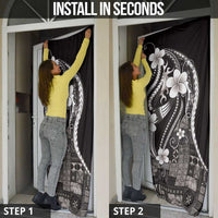 Samoa Siapo Tribal Pattern Door Cover Black Polynesian Plumeria Tapa Motif