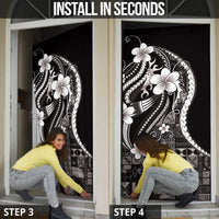 Samoa Siapo Tribal Pattern Door Cover Black Polynesian Plumeria Tapa Motif