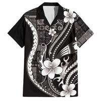 Samoa Siapo Tribal Pattern Family Matching Summer Maxi Dress and Hawaiian Shirt Black Polynesian Plumeria Tapa Motif