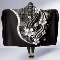 Samoa Siapo Tribal Pattern Hooded Blanket Black Polynesian Plumeria Tapa Motif LT9 One Size Black - Polynesian Pride