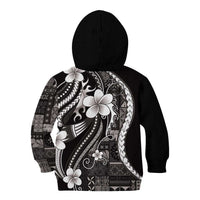 Samoa Siapo Tribal Pattern Kid Hoodie Black Polynesian Plumeria Tapa Motif LT9 - Polynesian Pride