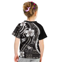 Samoa Siapo Tribal Pattern Kid T Shirt Black Polynesian Plumeria Tapa Motif LT9 - Polynesian Pride