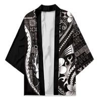 Samoa Siapo Tribal Pattern Kimono Black Polynesian Plumeria Tapa Motif LT9 Unisex Black - Polynesian Pride