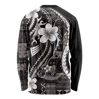 Samoa Siapo Tribal Pattern Long Sleeve Shirt Black Polynesian Plumeria Tapa Motif LT9 - Polynesian Pride