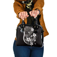 Samoa Siapo Tribal Pattern Shoulder Handbag Black Polynesian Plumeria Tapa Motif LT9 One Size Black - Polynesian Pride