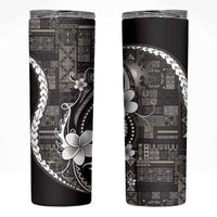Samoa Siapo Tribal Pattern Skinny Tumbler Black Polynesian Plumeria Tapa Motif LT9 Black - Polynesian Pride