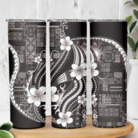 Samoa Siapo Tribal Pattern Skinny Tumbler Black Polynesian Plumeria Tapa Motif LT9 - Polynesian Pride