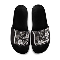 Samoa Siapo Tribal Pattern Slide Sandals Black Polynesian Plumeria Tapa Motif LT9 Black - Polynesian Pride