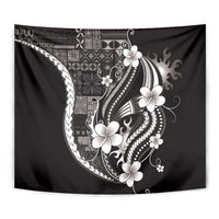 Samoa Siapo Tribal Pattern Tapestry Black Polynesian Plumeria Tapa Motif LT9 - Polynesian Pride