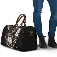 Samoa Siapo Tribal Pattern Travel Bag Black Polynesian Plumeria Tapa Motif LT9 - Polynesian Pride