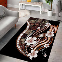 Samoa Siapo Tribal Pattern Area Rug Brown Polynesian Plumeria Tapa Motif LT9 - Polynesian Pride