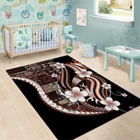 Samoa Siapo Tribal Pattern Area Rug Brown Polynesian Plumeria Tapa Motif LT9 - Polynesian Pride