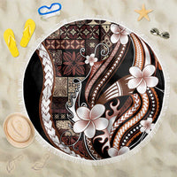 Samoa Siapo Tribal Pattern Beach Blanket Brown Polynesian Plumeria Tapa Motif LT9 One Size 150cm Brown - Polynesian Pride