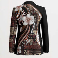 Samoa Siapo Tribal Pattern Blazer Brown Polynesian Plumeria Tapa Motif LT9 - Polynesian Pride