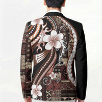 Samoa Siapo Tribal Pattern Blazer Brown Polynesian Plumeria Tapa Motif LT9 - Polynesian Pride