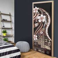 Samoa Siapo Tribal Pattern Door Cover Brown Polynesian Plumeria Tapa Motif