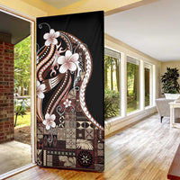 Samoa Siapo Tribal Pattern Door Cover Brown Polynesian Plumeria Tapa Motif
