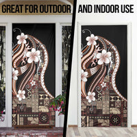 Samoa Siapo Tribal Pattern Door Cover Brown Polynesian Plumeria Tapa Motif