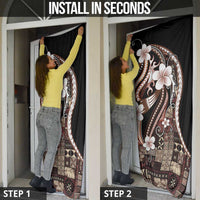 Samoa Siapo Tribal Pattern Door Cover Brown Polynesian Plumeria Tapa Motif