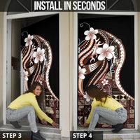 Samoa Siapo Tribal Pattern Door Cover Brown Polynesian Plumeria Tapa Motif