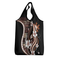 Samoa Siapo Tribal Pattern Grocery Bag Brown Polynesian Plumeria Tapa Motif LT9 - Polynesian Pride