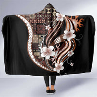 Samoa Siapo Tribal Pattern Hooded Blanket Brown Polynesian Plumeria Tapa Motif LT9 One Size Brown - Polynesian Pride