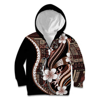 Samoa Siapo Tribal Pattern Kid Hoodie Brown Polynesian Plumeria Tapa Motif LT9 Zip Hoodie Brown - Polynesian Pride