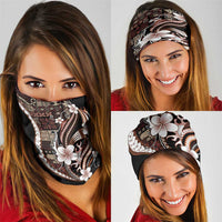 Samoa Siapo Tribal Pattern Neck Gaiter Brown Polynesian Plumeria Tapa Motif LT9 - Polynesian Pride