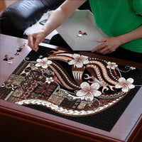 Samoa Siapo Tribal Pattern Puzzle Brown Polynesian Plumeria Tapa Motif LT9 - Polynesian Pride