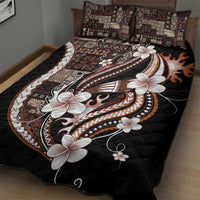 Samoa Siapo Tribal Pattern Quilt Bed Set Brown Polynesian Plumeria Tapa Motif LT9 - Polynesian Pride