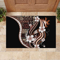 Samoa Siapo Tribal Pattern Rubber Doormat Brown Polynesian Plumeria Tapa Motif LT9 Brown - Polynesian Pride