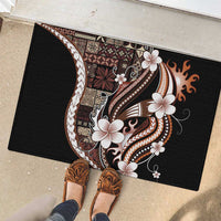 Samoa Siapo Tribal Pattern Rubber Doormat Brown Polynesian Plumeria Tapa Motif LT9 - Polynesian Pride