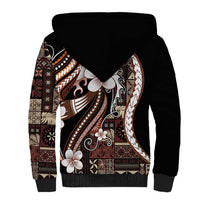 Samoa Siapo Tribal Pattern Sherpa Hoodie Brown Polynesian Plumeria Tapa Motif LT9 - Polynesian Pride