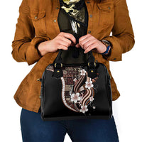 Samoa Siapo Tribal Pattern Shoulder Handbag Brown Polynesian Plumeria Tapa Motif LT9 - Polynesian Pride