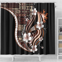 Samoa Siapo Tribal Pattern Shower Curtain Brown Polynesian Plumeria Tapa Motif LT9 - Polynesian Pride